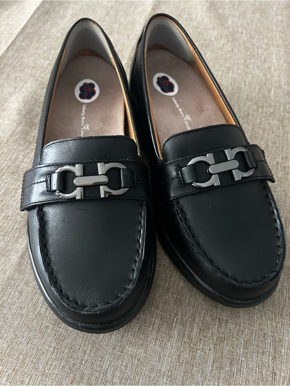 New Dr. Comfort Mallory Black Leather Slip On Dress Shoes Women’s Size 7.5